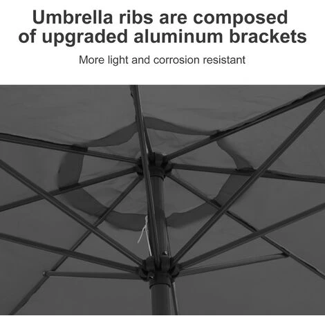 VINGO Parasol Not Tilting Shade Canopy Mechanism Sun Aluminium Umbrella Crank,3.5m Gray - Image 4