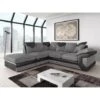 Rio Left Hand Facing Jumbo Cord Fabric Corner Sofa - Black & Grey