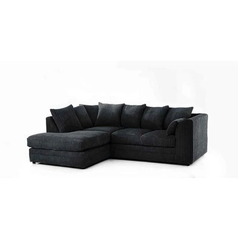 Darcey Left Hand Facing Corner Sofa - Black