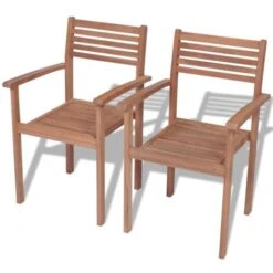 Stackable Garden Chairs 2 Pcs Solid Teak Wood VidaXL