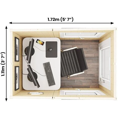 Insulated Garden Office Pod Studio Home Study Room - Micro Office Spaceship A 1.2m X 1.8m - Image 3