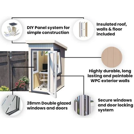 Insulated Garden Office Pod Studio Home Study Room - Micro Office Spaceship A 1.2m X 1.8m - Image 4