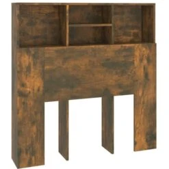 Headboard Cabinet Smoked Oak 100x19x103.5 Cm VidaXL