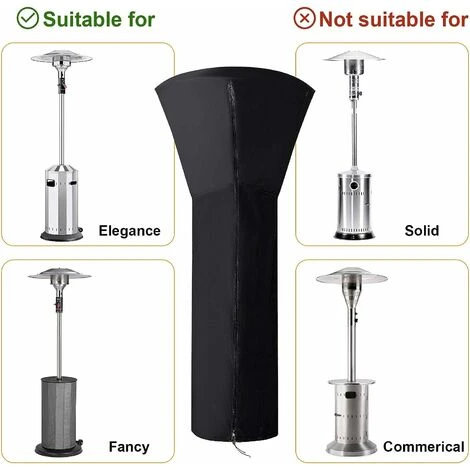 Patio Heater Cover, Black Round Waterproof Outdoor Heater Covers, Patio Heater Protector Patio Heater Cover, 226x89x48 CM - Image 5