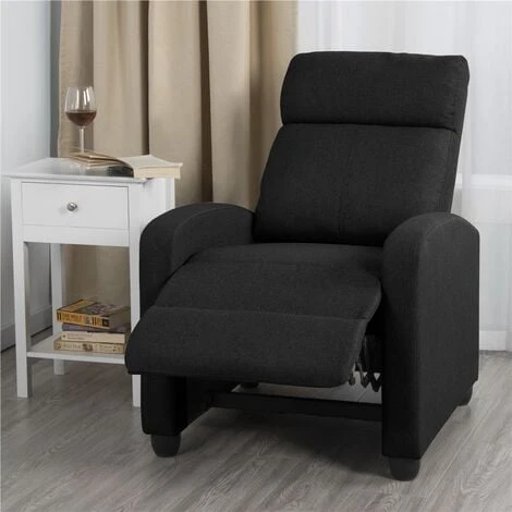 Yaheetech Fabric Recliner Chair Single Recliner Sofa, Black - Image 2