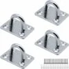 4 Pack Heavy Duty 304 Stainless Steel 4 Hole Eyelet Hooks For Boat, Yoga Rig, Training Strap, Swing, Hammock, Boxing, Punch Bag