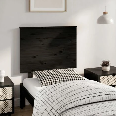 Bed Headboard Black 79x6x82.5 Cm Solid Wood Pine VidaXL - Image 2