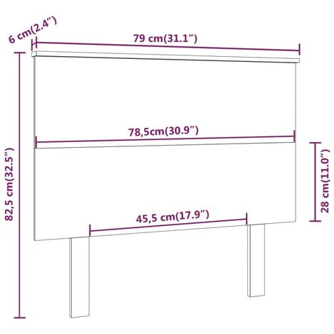Bed Headboard Black 79x6x82.5 Cm Solid Wood Pine VidaXL - Image 3