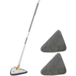 360 Rotatable Adjustable Cleaning Mop Wet & Dry Dual Use Triangle Free Hand Wash Mop For Cleaning 1 Cloth Included White
