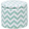 Fabric Round Storage Footstool Lift Top Striped Mint Green And White Tunica