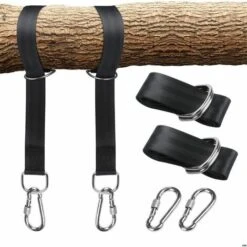 Tree Swing Strap Kit, With Two Stainless Steel Carabiners, Suitable For Tire Hanger, Porch, Outdoor And Baby Swing