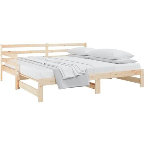 Pull-out Day Bed 2x(90x190) Cm Solid Wood Pine VidaXL