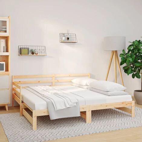 Pull-out Day Bed 2x(90x190) Cm Solid Wood Pine VidaXL - Image 2