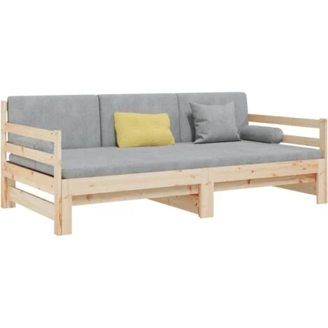 Pull-out Day Bed 2x(90x190) Cm Solid Wood Pine VidaXL - Image 5