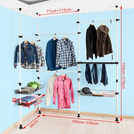 SoBuy Telescopic Wardrobe Organiser Adjustable Size Of Clothes Rack, FRG38 - Image 2