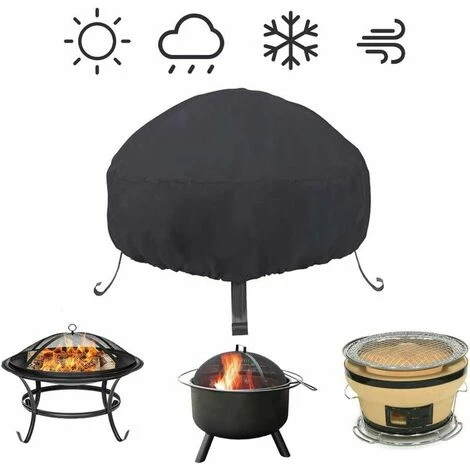 Fire Pit Cover Grill Cover BBQ Tarp Cover Fire Pit Cover Outdoor Fire Pit Cover With Drawstring V7084B (122 X 46cm) - Image 2