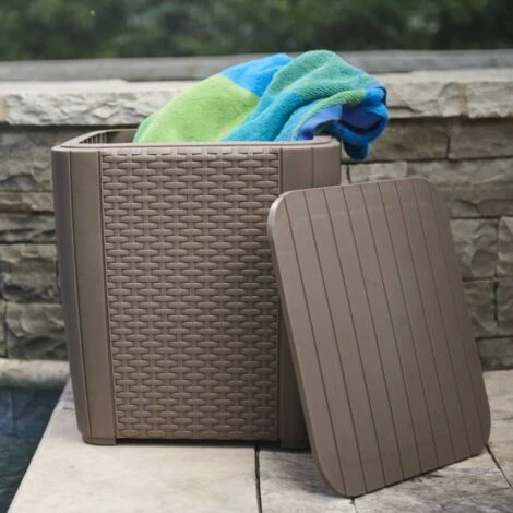 Garden Side Table Luzon Flat Wicker Cappuccino Keter - Image 4