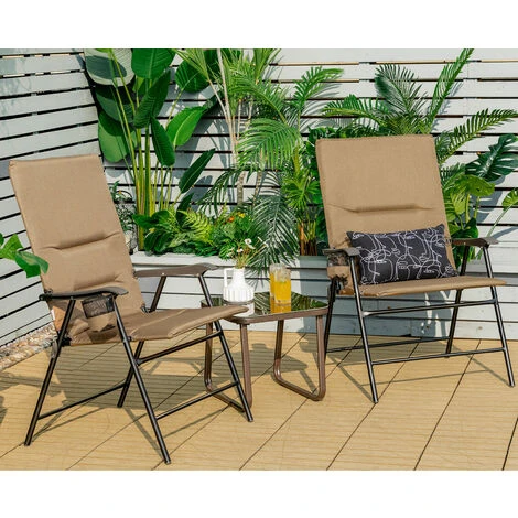 2PCS Padded Folding Chair Portable Camping Chair Outdoor Garden Dining Chair - Image 3
