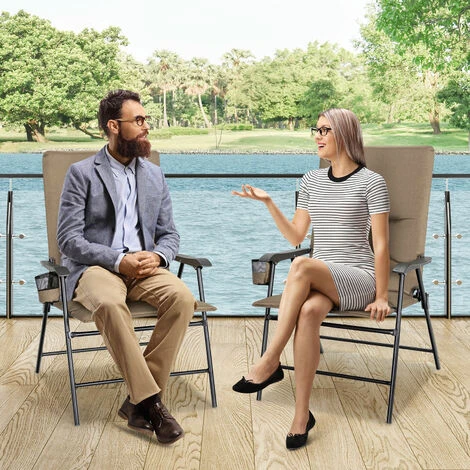 2PCS Padded Folding Chair Portable Camping Chair Outdoor Garden Dining Chair - Image 4