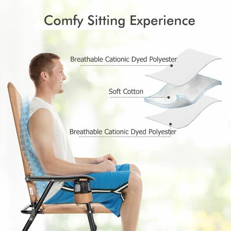 2PCS Padded Folding Chair Portable Camping Chair Outdoor Garden Dining Chair - Image 5