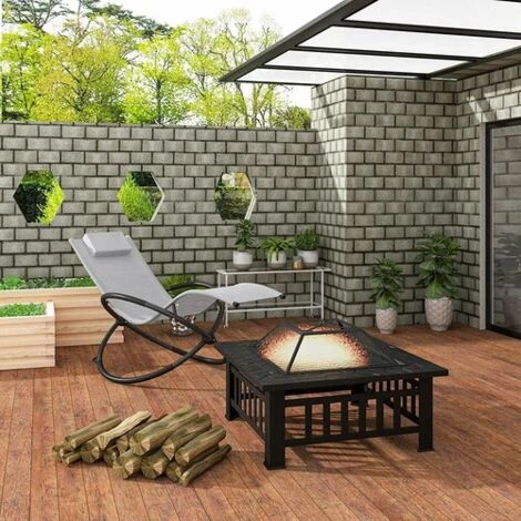 WOLTU Outdoor Fire Pit Firepit Brazier Garden Square Table Stove Patio Heater - Image 3