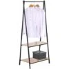 WOLTU Clothes Rail Rack Garment Dress Hanging Display Stand Shoes Rack Shelf Black+Oak