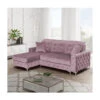 Verso Small Plush Velvet L-Shape Right-Hand Corner Sofa Bed - Pink