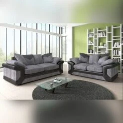 Dino 3+2 Seater Sofa Set - Black/Grey