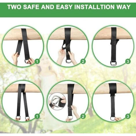 Swing Hammock Tree Hanging Kit Straps Hooks Carabiner Garden Swing Fittings - Image 2