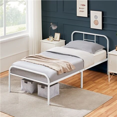 Yaheetech 3ft Single Metal Bed Frame Iron Bed Foundation,White - Image 2