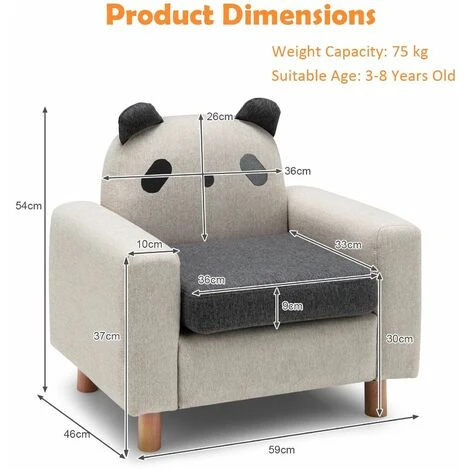 Kids Sofa Children Armrest Chair Animal Pattern Solid Construction Thick Cushion - Image 2