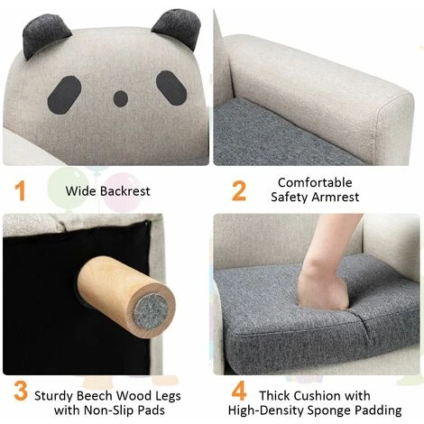 Kids Sofa Children Armrest Chair Animal Pattern Solid Construction Thick Cushion - Image 4