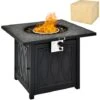 50000BTU Square Propane Firepit W/High-temp Resistant Tabletop Gas FirePit Table