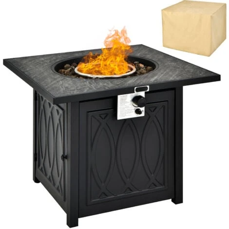 50000BTU Square Propane Firepit W/High-temp Resistant Tabletop Gas FirePit Table
