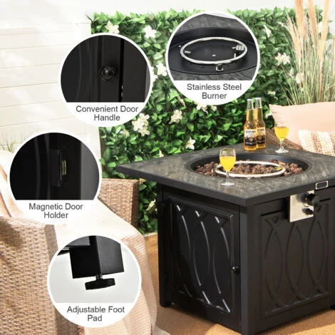 50000BTU Square Propane Firepit W/High-temp Resistant Tabletop Gas FirePit Table - Image 5