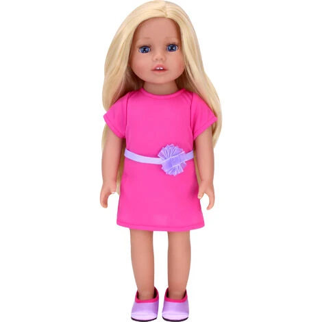 Sophia’s By Teamson Kids Everyday Friends Blonde 18” Doll “Chloe” With Puppy & Carrier Set, Pink - Image 2