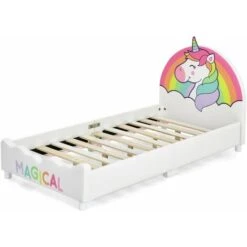 Single KIds Bed Toddler Upholstered Sleeping Bed Frame Soft Headboard Footboard