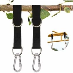2 Pack 55cm Swing Hanger Straps With Carabiner, Ideal For Swing Seat, Hammock, Tarps