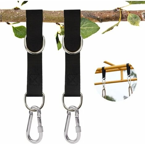 2 Pack 55cm Swing Hanger Straps With Carabiner, Ideal For Swing Seat, Hammock, Tarps - Image 2