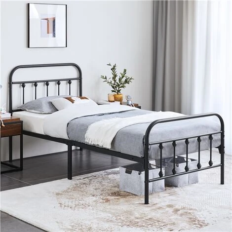 Yaheetech 3ft Single Metal Bed Frame,90x190cm, Black - Image 2