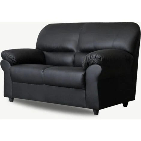 Saga 2 Seater Coventry Leather Sofa Black