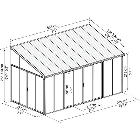 Canopia - SanRemo 3 X 5.5 Lean To Conservatory, Veranda And Sunroom - Image 5