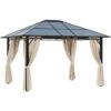 Outsunny 3.6x3(m) Hardtop Gazebo Garden Pavilion W/ Polycarbonate Roof, Brown