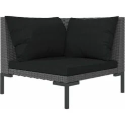 Garden Sofa With Cushions Half Round Poly Rattan VidaXL