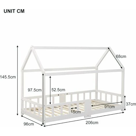 Children's Bed 90 X 200 Cm, Pine Wood Children's Bed, With Blackboard, Slatted Frame, Fall Protection, Made Of Pine Wood (without Mattress) - Image 3