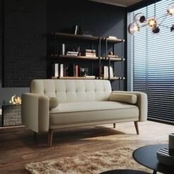 ELEGANT Sofa Bed 3 Seater Settee Recliner Couch Fabric Sofa Cover Click Clack Sofa Bed With Arms, Rubber Wooden Legs, Cream 1860 X 820 X 790 Mm