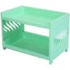 Double-Layer Desktop Storage Rack, Foldable Office Stationery Storage Rack, Storage Rack Green