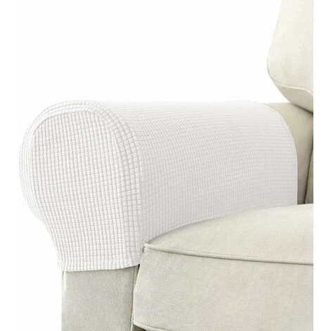 Pack Jacquard Stretch Sofa Armchair Armrest Covers Anti-Slip Furniture Protector Armrest Covers For Recliner Sofa With Free Fixing Tools