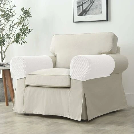Pack Jacquard Stretch Sofa Armchair Armrest Covers Anti-Slip Furniture Protector Armrest Covers For Recliner Sofa With Free Fixing Tools - Image 2