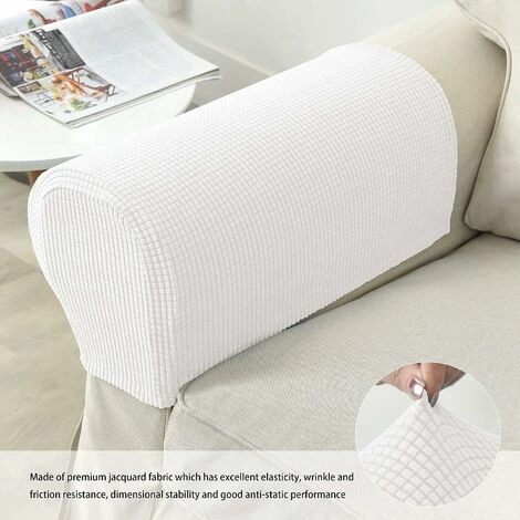 Pack Jacquard Stretch Sofa Armchair Armrest Covers Anti-Slip Furniture Protector Armrest Covers For Recliner Sofa With Free Fixing Tools - Image 4